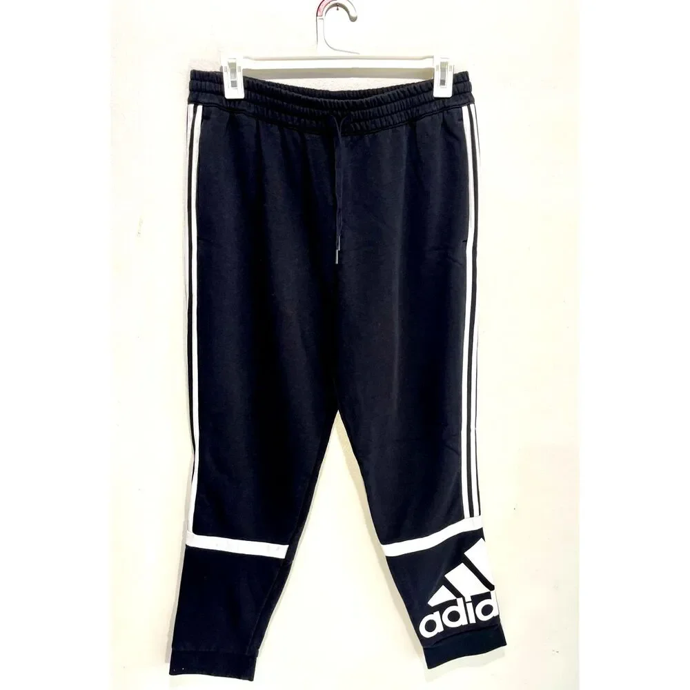 Adidas sweatpants comfy jogger athleisure active loungewear black logo men's XL